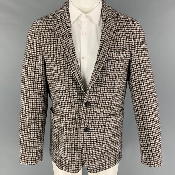 OFFICINE GENERALE Size 38 Grey Brown Navy Plaid Wool Sport Coat - Picture 1 of 7